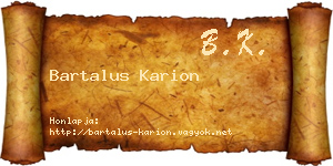 Bartalus Karion névjegykártya